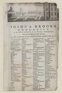 Zoöloog, Joshua Brooks, handelskaart door English School