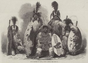 Zulu Kaffers van Natal, Zuid-Afrika (gravure) door English School
