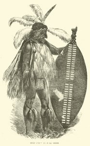 Zulu-opperhoofd in vol ornaat door English School