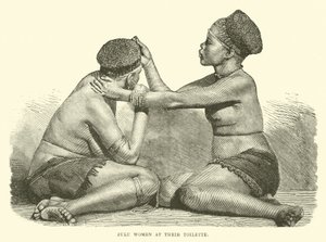 Zulu vrouwen bij hun toilet