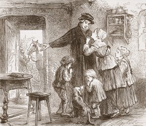Zwingli vertrekt om zich bij het leger aan te sluiten, illustratie uit De Geschiedenis van het Protestantisme door James Aitken Wylie, gepubliceerd in 1878