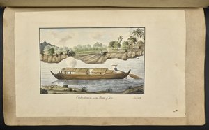 Een boot op de Solo-rivier (Surakarta, Midden-Java). 4 februari 1817. Ingeschreven op de voorkant in inkt: 
