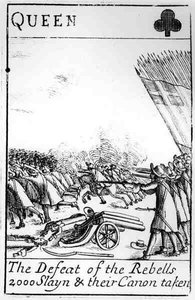 De nederlaag van de rebellen speelkaart, 1685 door English School English School