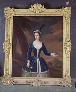 Portret van Mary Slingsby in een oosters landschap door Enoch Seeman