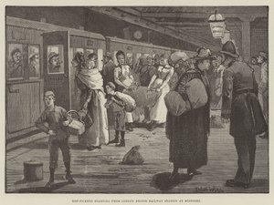Hopplukkers vertrekken vanaf London Bridge Treinstation om middernacht door Enoch Ward