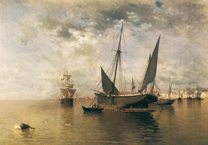 De haven van Malaga. 1885 door Enrique Florido Bernils