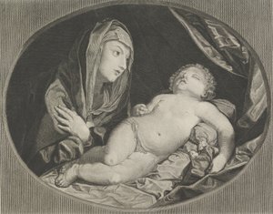 De Maagd met gekruiste armen over haar borst kijkt naar het slapende kind Christus, 1770-1834