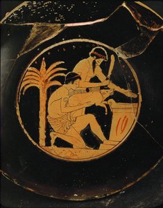 Het offeren van een varken met inscriptie: " Epidromos is mooi " ... door Epidromos Painter