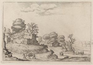 Rustiek Landschap met Boeren en Paarden