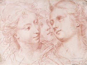 Drie studies van vrouwelijke hoofden door Ercole Procaccini