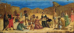 Het Verzamelen van Manna in de Woestijn van Sinaï door Ercole de Roberti