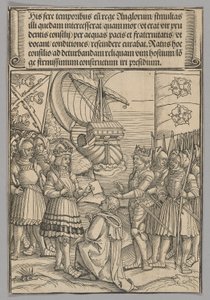 Maximiliaan en Hendrik VII van Engeland, plaat 11 uit Historische Scènes uit het Leven van Keizer Maximiliaan I van de Triomfboog door Erhard Schon
