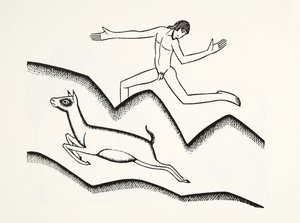 Springend over de bergen door Eric Gill
