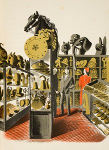 Theaterkostuum en rekwisietenverhuurwinkel, illustratie uit 