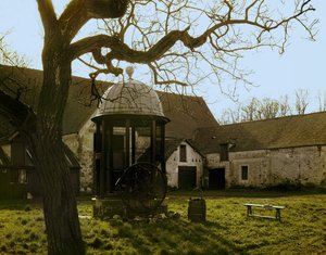Binnenplaats van Les Granges, Port Royal Des Champs, Frankrijk (foto)