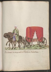 De serail van de sultana, koets voor vrouwelijke hovelingen; tweespan met ruiter door Erich Lessing