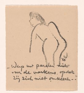 Voorovergebogen naakte figuur