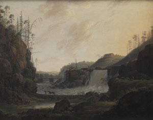 Rivierlandschap met een waterval bij Bogstad in Noorwegen door Erik Pauelsen