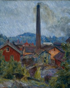 Fabrieksgebouwen bij Lysaker door Erik Theodor Werenskiold