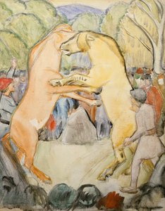 Paardengevecht door Erik Theodor Werenskiold