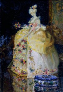 Dame uit de achttiende eeuw, door Erminia Bruni Menin (1870-1904). Italië, 20e eeuw. door Erminia Bruni Menin