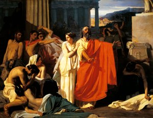 Oedipus en Antigone tijdens de plaag in Thebe, door Eugene-Ernest Hillemacher