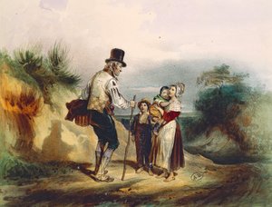 De korte weg, illustratie van aquarel door Ernest Grenier voor Les Misérables door Victor Hugo (1802-1885)