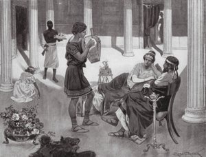 Het Interieur van een Grieks Huis, IVe eeuw v.Chr. door Ernest (after) Prater