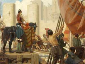 Robert, Graaf van Gloucester, bouwt de Grote Toren van Kasteel Bristol in 1116 door Ernest Board