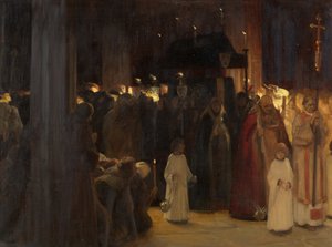 De begrafenis van William Canynges in de Redcliffe kerk door Ernest Board