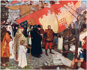 Het vertrek van John en Sebastian Cabot uit Bristol in 1497 door Ernest Board