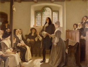 Het huwelijk van William Penn en Hannah Callowhill in het Vriendenhuis, Het Klooster, Bristol door Ernest Board