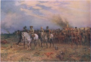 Cromwell bij Marston Moor, uit Cassells Geschiedenis van het Britse Volk gepubliceerd door de Waverley Book Company Limited, ca. 1940 door Ernest Crofts