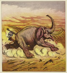 Jim Bold en een woedende olifant door Ernest Henry Griset