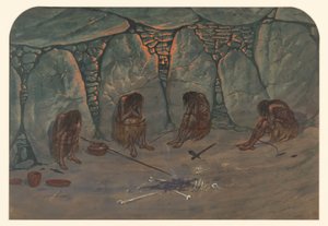 Prehistorische scène, 1871 door Ernest Henry Griset