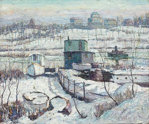 Botenhuis, winter, Harlem River