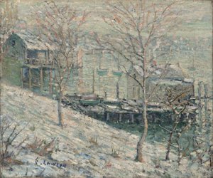 Harlem River winterscène door Ernest Lawson