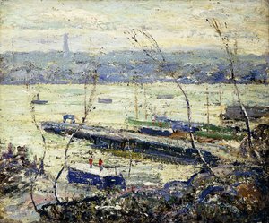 Aan de Hudson door Ernest Lawson