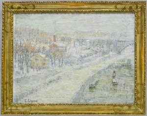 Winterlandschap - Washington Bridge, c.1907-10 door Ernest Lawson
