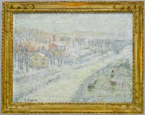 Winterlandschap: Washington Bridge, c.1907-10 door Ernest Lawson