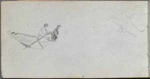 Schetsboek, pagina 04: Figuren in een boot door Ernest Meissonier