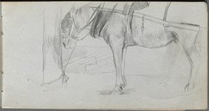 Schetsboek, pagina 06: Studie van een paard door Ernest Meissonier