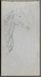 Schetsboek, pagina 07: Studie van een paard door Ernest Meissonier