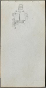 Schetsboek, pagina 08: Studie van een soldaat van achteren door Ernest Meissonier
