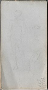 Schetsboek, pagina 100: naaktfiguur, profiel door Ernest Meissonier