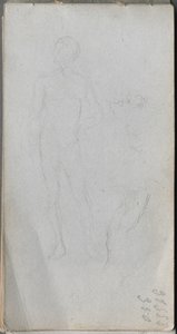 Schetsboek, pagina 100: Naaktfiguur, Profiel door Jean Louis Ernest Meissonier