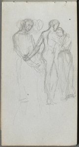 Schetsboek, pagina 10: Omhelzende Figuren door Jean Louis Ernest Meissonier