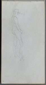 Schetsboek, pagina 11: Figuur in profiel door Jean Louis Ernest Meissonier