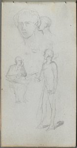 Schetsboek, pagina 12: Meerdere figuren door Jean Louis Ernest Meissonier