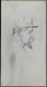 Schetsboek, pagina 13: Buste van een man in profiel door Jean Louis Ernest Meissonier